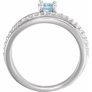 14K White Natural Aquamarine & 1/4 CTW Natural Diamond Ring - BN & CO JEWELRY