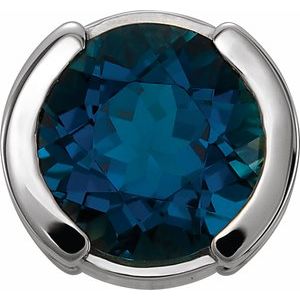 14K White 7 mm Round Half-Bezel Slide Pendant - BN & CO JEWELRY