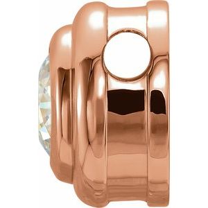 14K Rose 3.4 mm Round Bezel-Set Solitaire Slide Pendant - BN & CO JEWELRY