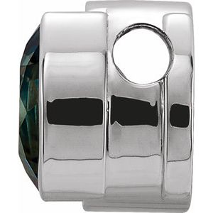 14K White 7 mm Round Half-Bezel Slide Pendant - BN & CO JEWELRY