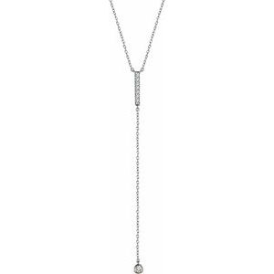 14K White 1/8 CTW Natural Diamond Bar 16-18" Necklace - BN & CO JEWELRY