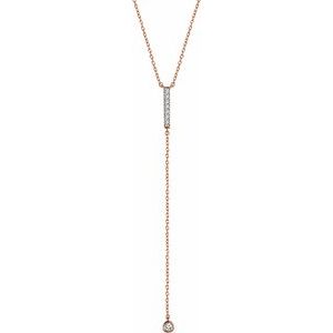 14K Rose 1/8 CTW Natural Diamond Bar 16-18" Necklace - BN & CO JEWELRY