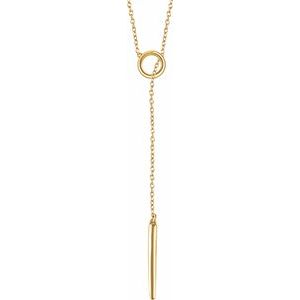 14K Yellow Circle and Bar "Y" 18" Necklace - BN & CO JEWELRY