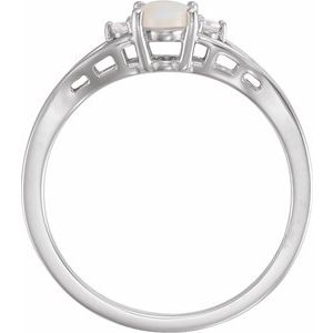 14K White Natural Opal & .04 CTW Natural Diamond Ring - BN & CO JEWELRY