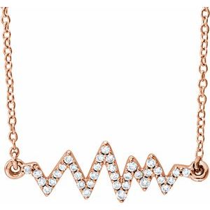 14K Rose 1/6 CTW Natural Diamond Heartbeat 16-18" Necklace - BN & CO JEWELRY