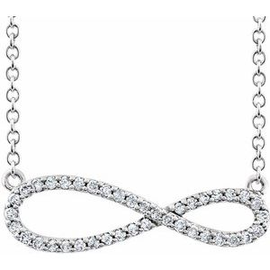 14K White 1/4 CTW Natural Diamond Infinity-Inspired 16-18" Necklace - BN & CO JEWELRY