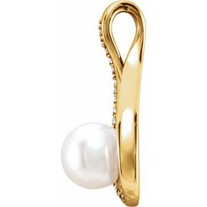 14K Yellow Freshwater Cultured Pearl & .05 CTW Diamond Pendant - BN & CO JEWELRY