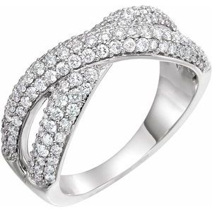14K White 1 CTW Natural Diamond Criss-Cross Ring - BN & CO JEWELRY