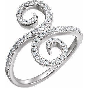 14K White 1/3 CTW Natural Diamond Swirl Ring - BN & CO JEWELRY