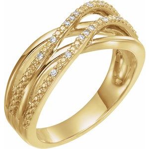 14K Yellow .06 CTW Natural Diamond Criss-Cross Ring - BN & CO JEWELRY