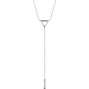 14K White Triangle & Bar Y 16-18" Necklace - BN & CO JEWELRY