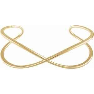 14K Yellow Criss-Cross Cuff 7" Bracelet - BN & CO JEWELRY