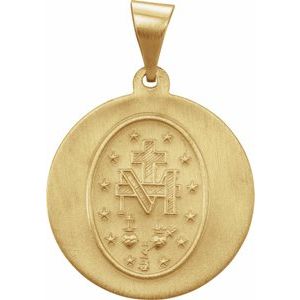 14K Yellow 18 mm Hollow Round Spanish Miraculous Medal - BN & CO JEWELRY