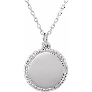 Sterling Silver Engravable Round 16-18" Rope Necklace - BN & CO JEWELRY