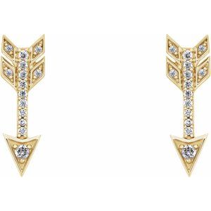 14K Yellow 1/6 CTW Natural Diamond Arrow Earrings - BN & CO JEWELRY