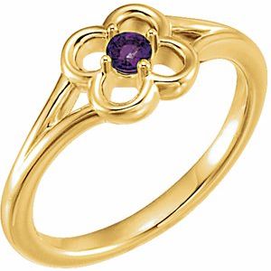 14K Yellow Natural Amethyst Youth Flower Ring - BN & CO JEWELRY