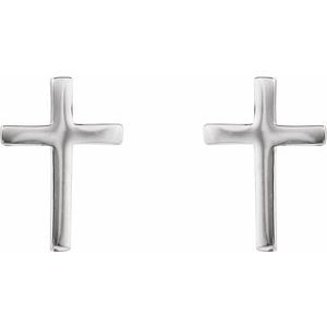 14K White 10 mm Cross Earrings - BN & CO JEWELRY
