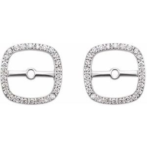 14K White .08 CTW Natural Diamond Halo-Style Earring Jackets - BN & CO JEWELRY
