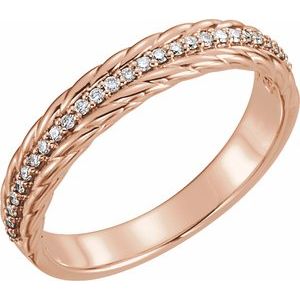 14K Rose 1/6 CTW Diamond Rope Ring - BN & CO JEWELRY