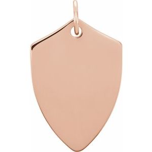 14K Rose 22.4x14.1 mm Engravable Shield Pendant - BN & CO JEWELRY