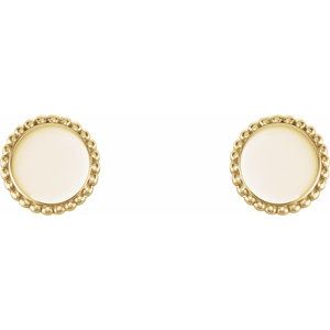 14K Yellow Engravable Beaded Earrings - BN & CO JEWELRY