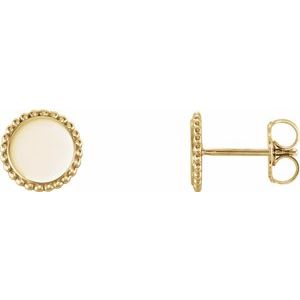 14K Yellow Engravable Beaded Earrings - BN & CO JEWELRY