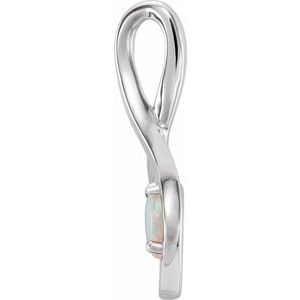 14K White Natural Opal Pendant - BN & CO JEWELRY