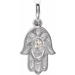 14K White .03 CTW Natural Diamond Hamsa Pendant - BN & CO JEWELRY