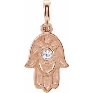 14K Rose .03 CTW Natural Diamond Hamsa Pendant - BN & CO JEWELRY