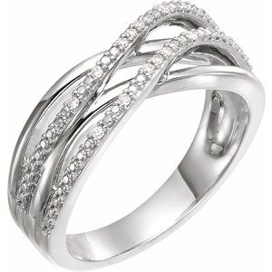 14K White .06 CTW Natural Diamond Criss-Cross Ring - BN & CO JEWELRY