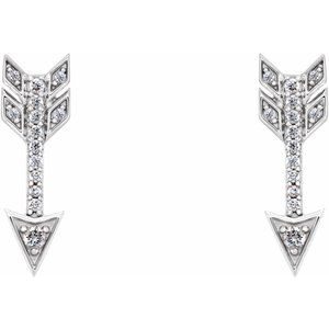 14K White 1/6 CTW Natural Diamond Arrow Earrings - BN & CO JEWELRY