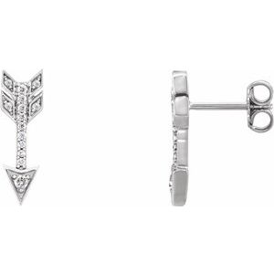 14K White 1/6 CTW Natural Diamond Arrow Earrings - BN & CO JEWELRY