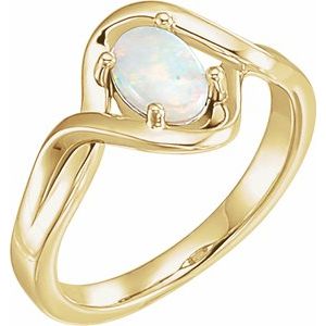 14K Yellow Natural Opal Cabochon Ring - BN & CO JEWELRY