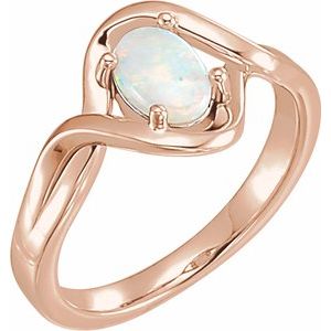 14K Rose Natural Opal Cabochon Ring - BN & CO JEWELRY