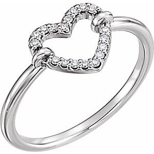 14K White .07 CTW Diamond Heart Ring - BN & CO JEWELRY