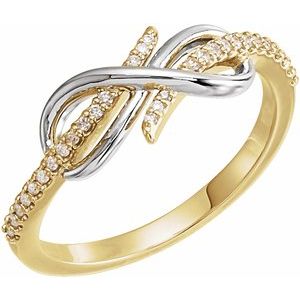 14K Yellow/White 1/10 CTW Natural Diamond Infinity-Inspired Ring - BN & CO JEWELRY