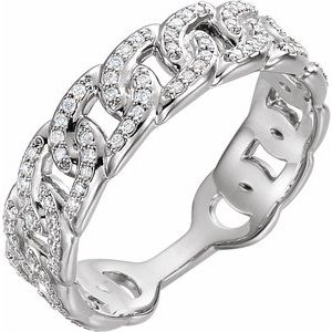 14K White 1/4 CTW Diamond Stackable Chain Link Ring - BN & CO JEWELRY