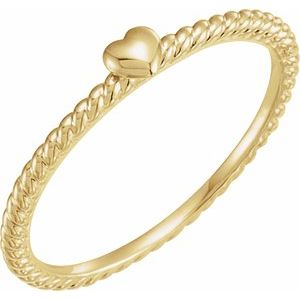 14K Yellow Heart Rope Ring - BN & CO JEWELRY