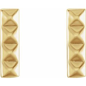 14K Yellow Pyramid Bar Earrings - BN & CO JEWELRY