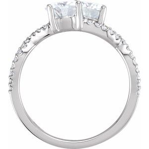 14K White 6 mm Forever Oneâ„¢ Lab-Grown Moissanite & 1/5 CTW Natural Diamond Ring - BN & CO JEWELRY