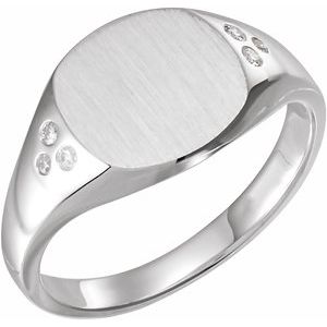 14K White .05 CTW Natural Diamond Square Signet Ring - BN & CO JEWELRY