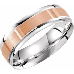14K White/Rose/White 6 mm Grooved Band Size 10 - BN & CO JEWELRY
