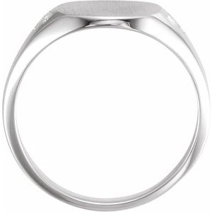 14K White .05 CTW Natural Diamond Square Signet Ring - BN & CO JEWELRY