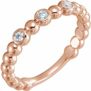 14K Rose 1/8 CTW Diamond Beaded Ring - BN & CO JEWELRY