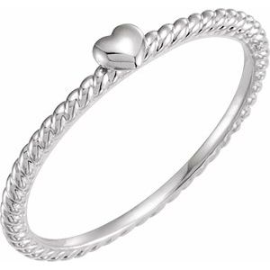 14K White Heart Rope Ring - BN & CO JEWELRY