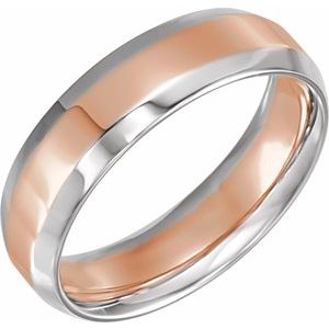 10K White/Rose 6 mm Comfort-Fit Beveled Edge Band Size 10.5 - BN & CO JEWELRY