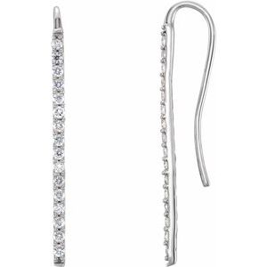 14K White 1/3 CTW Natural Diamond Bar Earrings - BN & CO JEWELRY