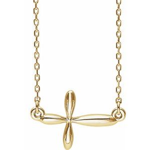 14K Yellow Sideways Cross 16-18" Necklace - BN & CO JEWELRY