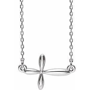 Sterling Silver Sideways Cross 16-18" Necklace - BN & CO JEWELRY