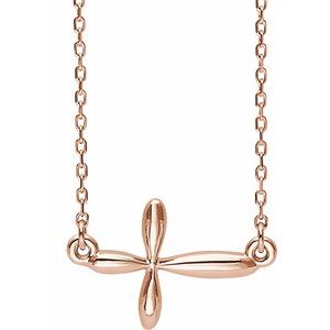 14K Rose Sideways Cross 16-18" Necklace - BN & CO JEWELRY